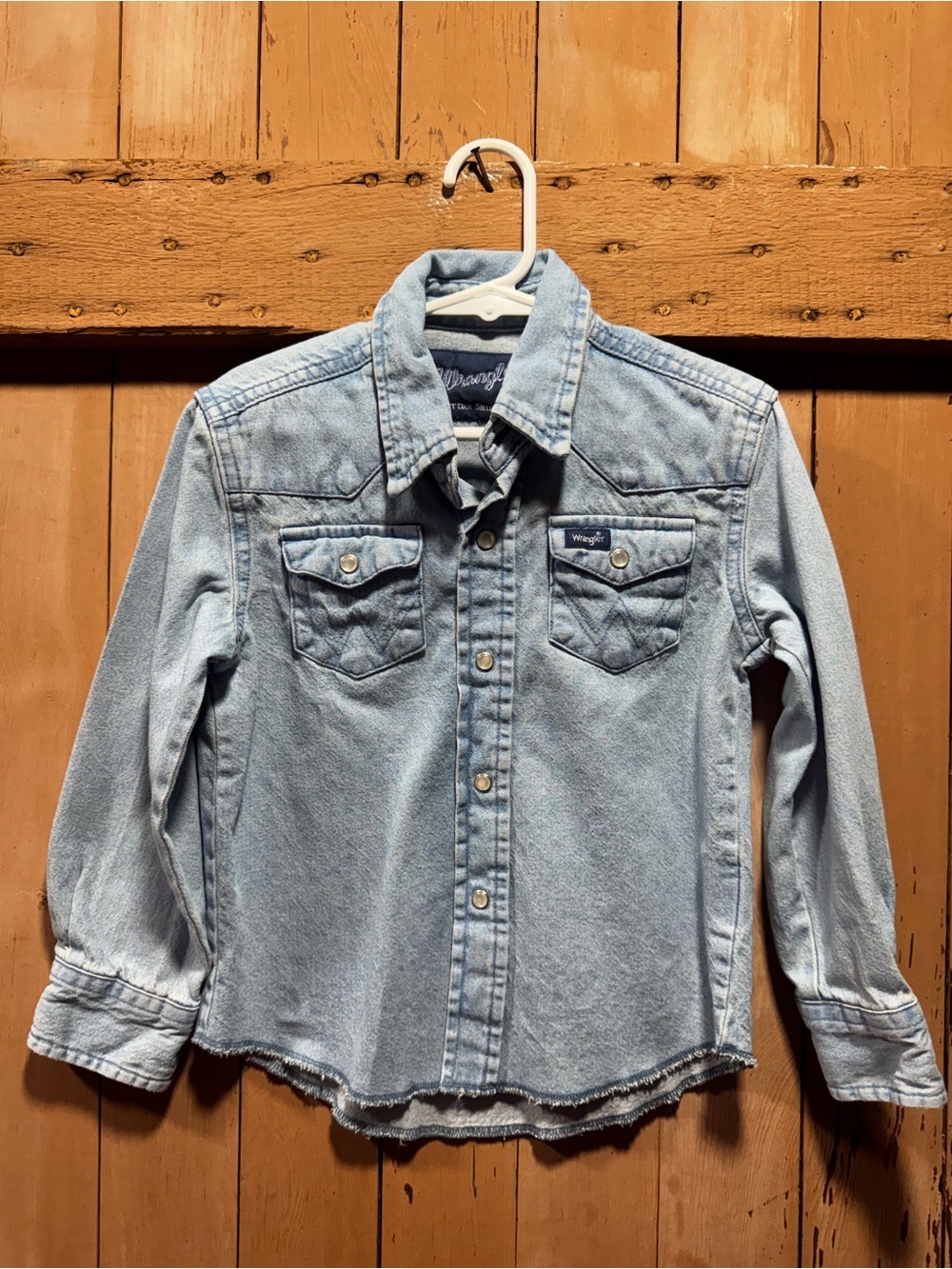 CLASSIC Little Boy’s Wrangler Pearl Snap Light Blue Denim Western Button-down